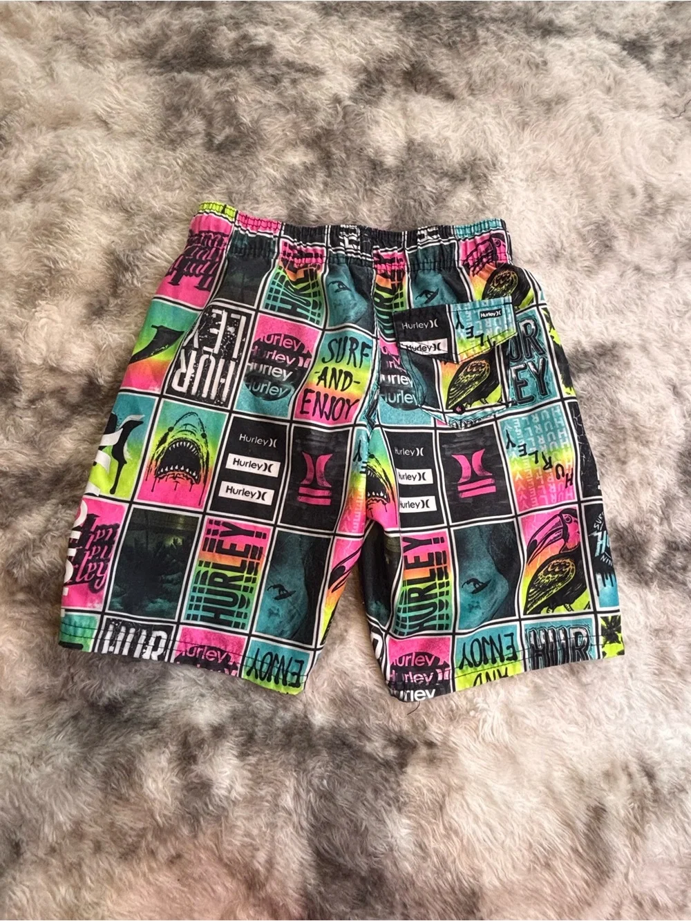 Hurley Neon Patchwork Graphic Swim Shorts